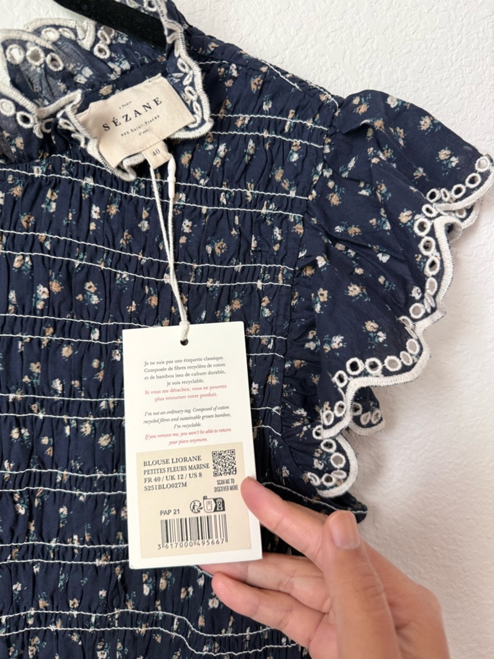 Sezane Liorane Blouse in Marine Floral Print - Picture 4 of 6